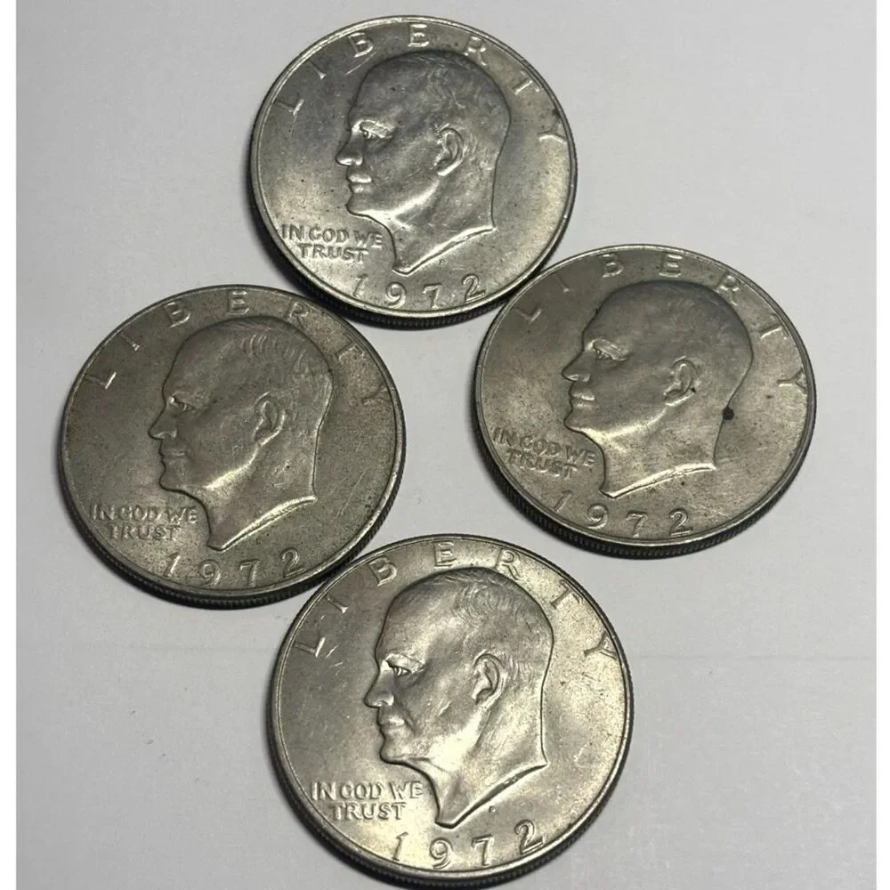Lot of 4 1972-D Eisenhower Ike Dollar $1 Coins Circulated U.S. Coin Lot